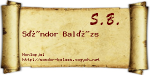 Sándor Balázs névjegykártya